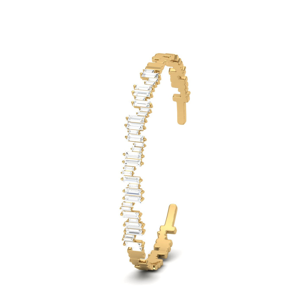 Gold Clustered Baguette Cut Bangle
