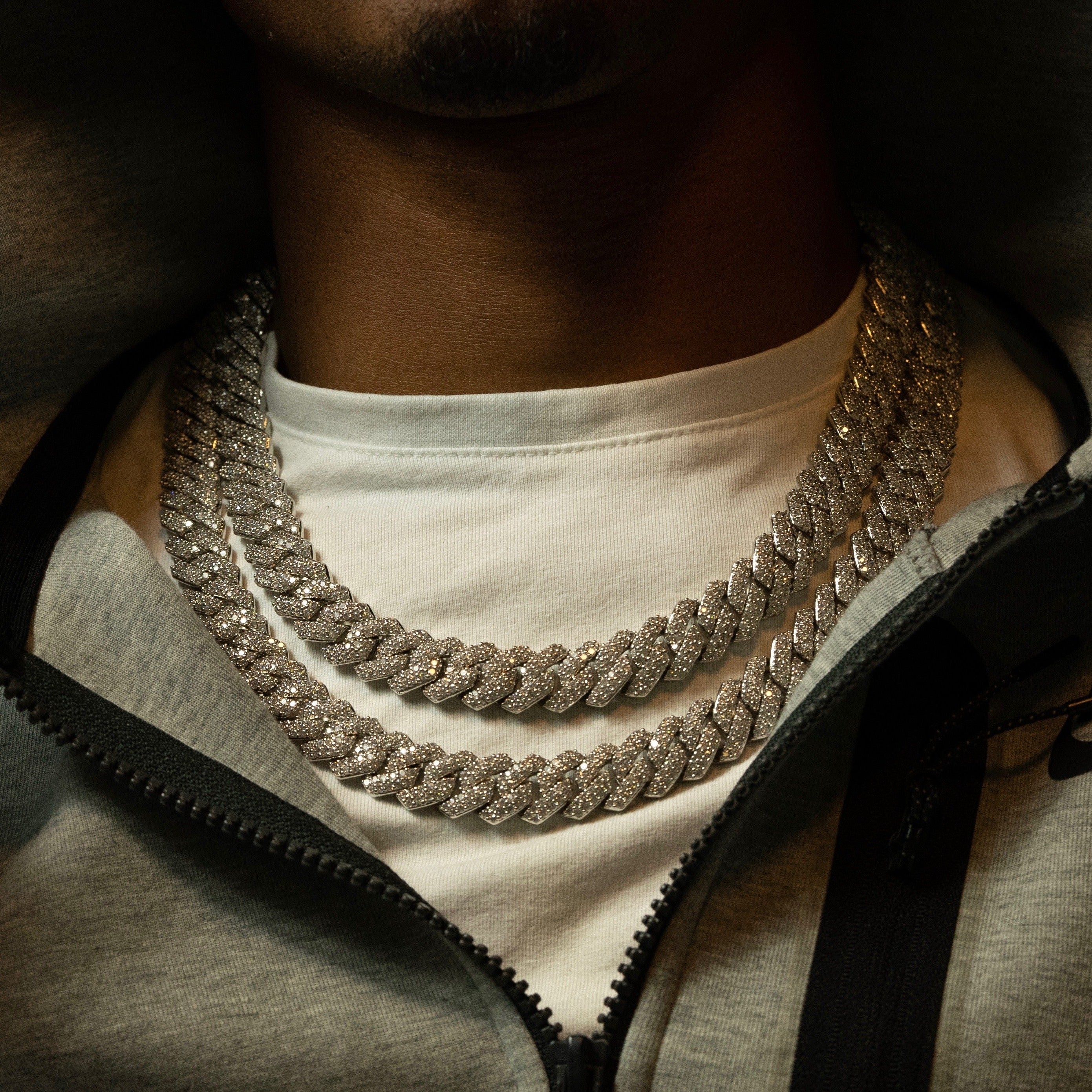 14mm Silver Prong Cuban Chain